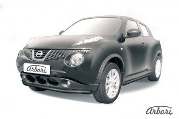 5 939 р. Защита переднего бампера 2WD Arbori (черная, 1 труба d57 mm). Nissan Juke 1 YF15 дорестайлинг (2010-2014)  с доставкой в г. Тамбов. Увеличить фотографию 1