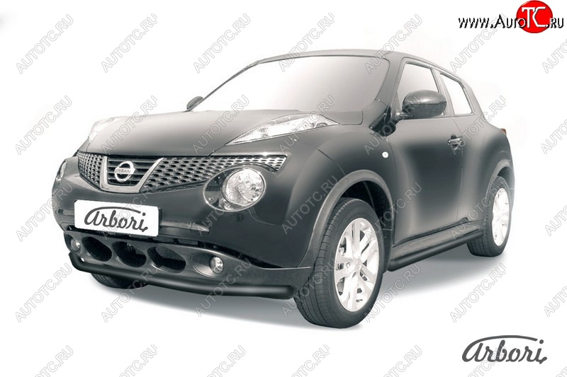 5 939 р. Защита переднего бампера 2WD Arbori (черная, 1 труба d57 mm). Nissan Juke 1 YF15 дорестайлинг (2010-2014)  с доставкой в г. Тамбов