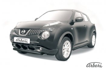 5 399 р. Защита переднего бампера 2WD Arbori (короткая, черная, 1 труба d57 mm). Nissan Juke 1 YF15 дорестайлинг (2010-2014)  с доставкой в г. Тамбов. Увеличить фотографию 1