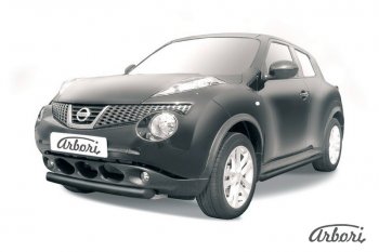 5 939 р. Защита переднего бампера 4WD Arbori (короткая, черная, 1 труба d76 mm). Nissan Juke 1 YF15 дорестайлинг (2010-2014)  с доставкой в г. Тамбов. Увеличить фотографию 1