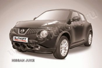 Защита переднего бампера из труб d57 и d42 Slitkoff Nissan Juke 1 YF15 дорестайлинг (2010-2014)