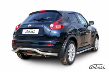 14 759 р. Защита заднего бампера Arbori (волна, нержавейка, 1 труба d57 mm). Nissan Juke 1 YF15 рестайлинг (2014-2020) (4WD)  с доставкой в г. Тамбов. Увеличить фотографию 2