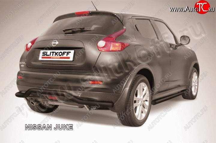 6 999 р. Защита задняя Slitkoff  Nissan Juke  1 YF15 (2010-2014) дорестайлинг (Цвет: серебристый)  с доставкой в г. Тамбов