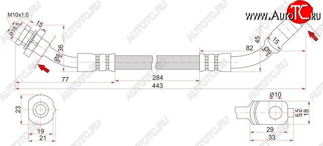 889 р. Тормозной шланг SAT (передний, правый)  Nissan Mistral - Terrano2  R20  с доставкой в г. Тамбов