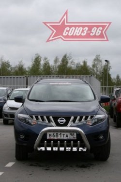 20 654 р. Защита переднего бампера Souz-96 (d76) Nissan Murano 2 Z51 дорестайлинг (2008-2011)  с доставкой в г. Тамбов. Увеличить фотографию 2