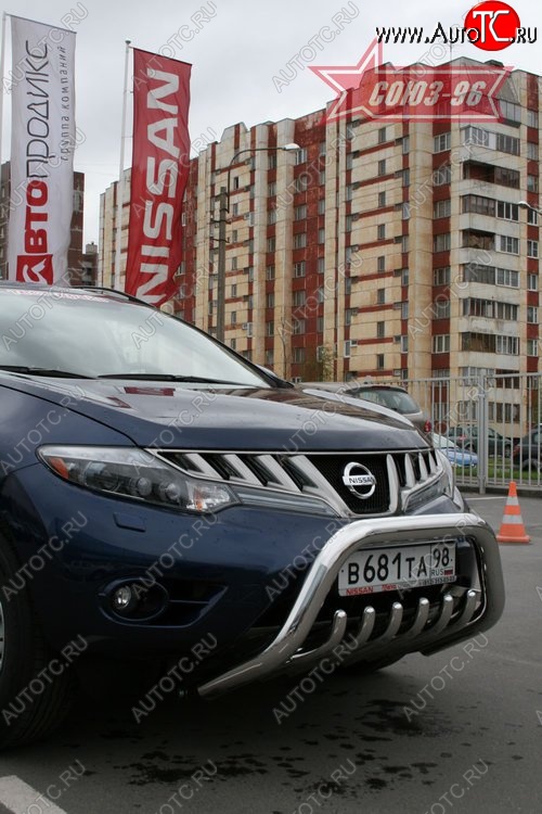 20 654 р. Защита переднего бампера Souz-96 (d76) Nissan Murano 2 Z51 дорестайлинг (2008-2011)  с доставкой в г. Тамбов