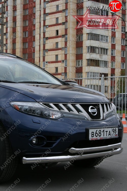 18 629 р. Защита переднего бампера двойная Souz-96 (d76/60) Nissan Murano 2 Z51 дорестайлинг (2008-2011)  с доставкой в г. Тамбов