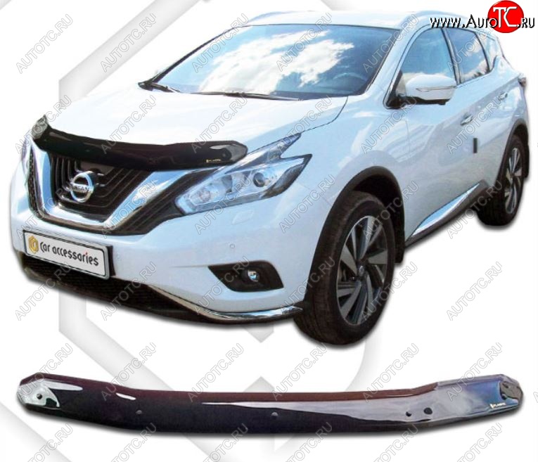 1 999 р. Дефлектор капота CA-Plastiс  Nissan Murano  3 Z52 (2015-2024) дорестайлинг, рестайлинг (Classic черный, Без надписи)  с доставкой в г. Тамбов