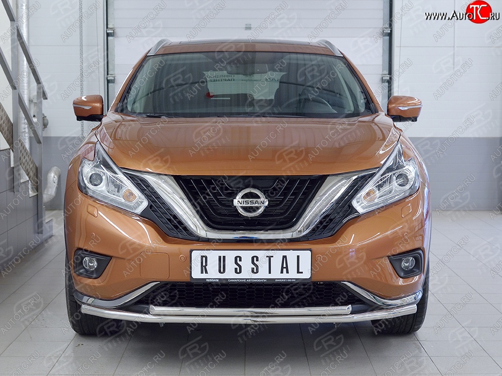 14 999 р. Защита переднего бампера (2 трубыØ42 мм, нержавейка) Russtal Nissan Murano 3 Z52 дорестайлинг (2015-2022)  с доставкой в г. Тамбов