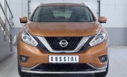 11 999 р. Защита переднего бампера (Ø42 мм, нержавейка) Russtal  Nissan Murano  3 Z52 (2015-2022) дорестайлинг  с доставкой в г. Тамбов. Увеличить фотографию 1