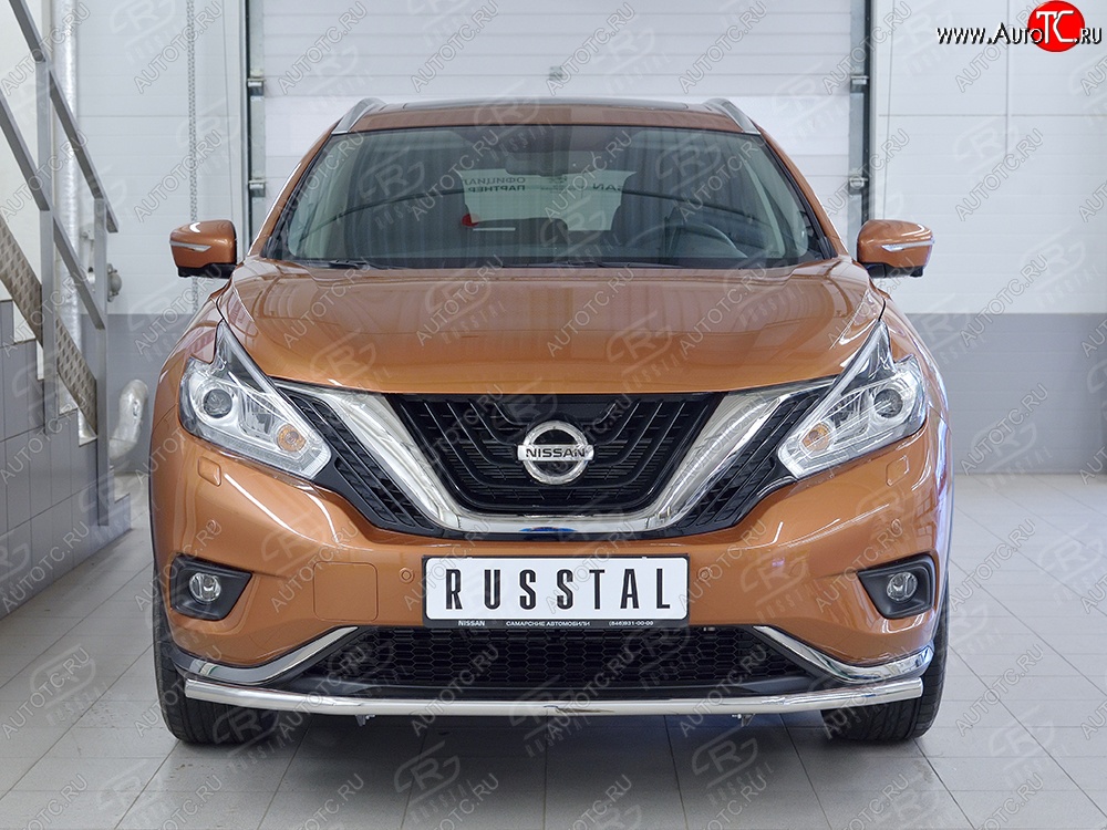 11 999 р. Защита переднего бампера (Ø42 мм, нержавейка) Russtal  Nissan Murano  3 Z52 (2015-2022) дорестайлинг  с доставкой в г. Тамбов