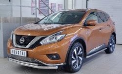 17 299 р. Защита переднего бампера (2 трубыØ63 и 42 мм, нержавейка) Russtal Nissan Murano 3 Z52 дорестайлинг (2015-2022)  с доставкой в г. Тамбов. Увеличить фотографию 2