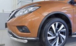 17 299 р. Защита переднего бампера (2 трубыØ63 и 42 мм, нержавейка) Russtal  Nissan Murano  3 Z52 (2015-2022) дорестайлинг  с доставкой в г. Тамбов. Увеличить фотографию 3