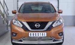 17 299 р. Защита переднего бампера (2 трубыØ63 и 42 мм, нержавейка) Russtal  Nissan Murano  3 Z52 (2015-2022) дорестайлинг  с доставкой в г. Тамбов. Увеличить фотографию 1