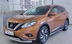 21 899 р. Защита переднего бампера (2 трубыØ63 и 75х42 мм, нержавейка) Russtal Nissan Murano 3 Z52 дорестайлинг (2015-2022)  с доставкой в г. Тамбов. Увеличить фотографию 2