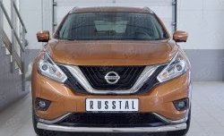 14 599 р. Защита переднего бампера (Ø63 мм, нержавейка) Russtal Nissan Murano 3 Z52 дорестайлинг (2015-2022)  с доставкой в г. Тамбов. Увеличить фотографию 1