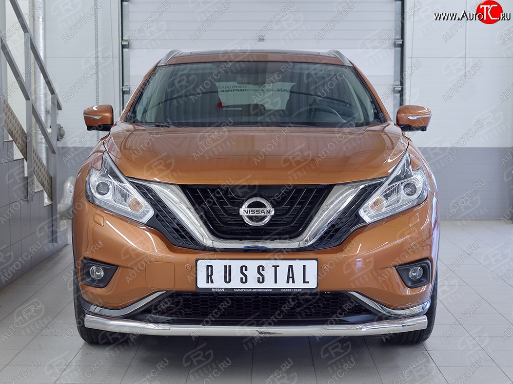 14 849 р. Защита переднего бампера (Ø63 мм, нержавейка) SLITKOFF  Nissan Murano  3 Z52 (2015-2022) дорестайлинг  с доставкой в г. Тамбов