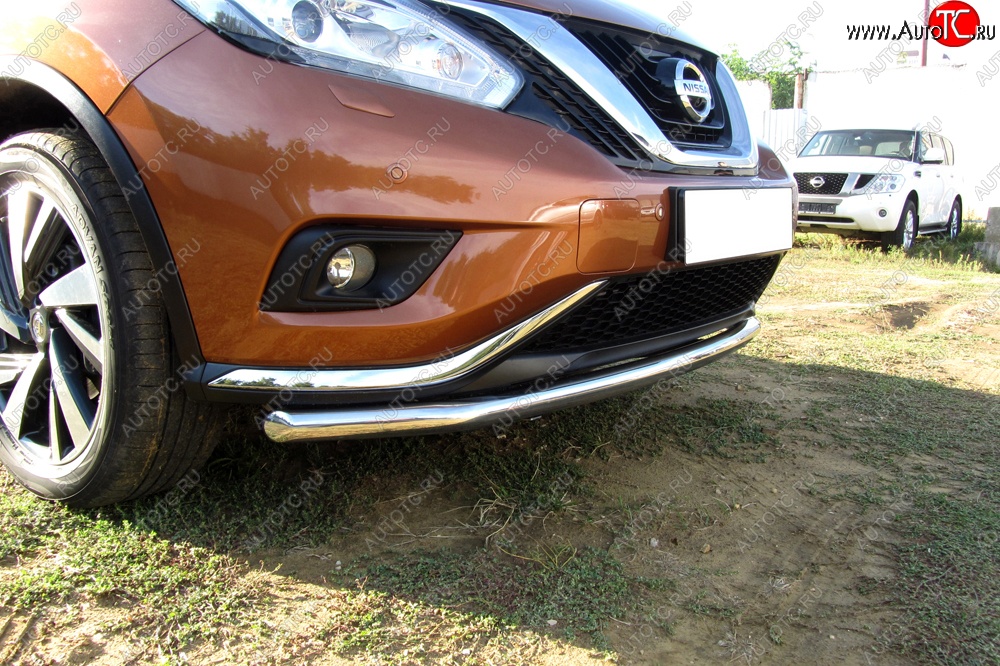 12 299 р. Одинарная защита переднего бампера диаметром 57 мм Slitkoff Nissan Murano 3 Z52 дорестайлинг (2015-2022) (Нержавейка, Полированная)  с доставкой в г. Тамбов