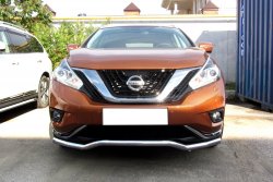 15 949 р. Защита переднего бампера из изогнутой трубы диаметром 57 мм Slitkoff  Nissan Murano  3 Z52 (2015-2022) дорестайлинг (Нержавейка, Полированная)  с доставкой в г. Тамбов. Увеличить фотографию 1