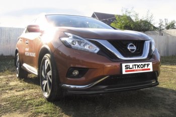 9 749 р. защита переднего бампера Slitkoff Nissan Murano 3 Z52 дорестайлинг (2015-2022) (Цвет: серебристый)  с доставкой в г. Тамбов. Увеличить фотографию 1