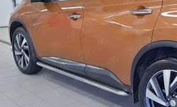 22 749 р. Порожки для ног (Ø42) Russtal Nissan Murano 3 Z52 дорестайлинг (2015-2022) (лист - алюминий, профиль - нержавейка)  с доставкой в г. Тамбов. Увеличить фотографию 4