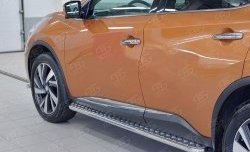 22 749 р. Порожки для ног (Ø42) Russtal Nissan Murano 3 Z52 дорестайлинг (2015-2022) (лист - алюминий, профиль - нержавейка)  с доставкой в г. Тамбов. Увеличить фотографию 1