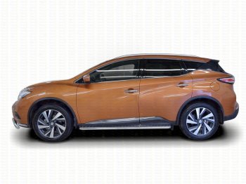 20 999 р. Широкая защита порогов с трубой диаметром 42 мм Russtal v2 Nissan Murano 3 Z52 дорестайлинг (2015-2022)  с доставкой в г. Тамбов. Увеличить фотографию 2