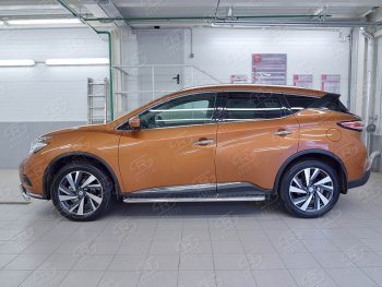 20 999 р. Широкая защита порогов с трубой диаметром 42 мм Russtal v2 Nissan Murano 3 Z52 дорестайлинг (2015-2022)  с доставкой в г. Тамбов. Увеличить фотографию 3