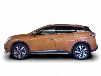 28 699 р. Широкая защита порогов с трубой диаметром 42 мм Russtal v3 Nissan Murano 3 Z52 дорестайлинг (2015-2022)  с доставкой в г. Тамбов. Увеличить фотографию 2