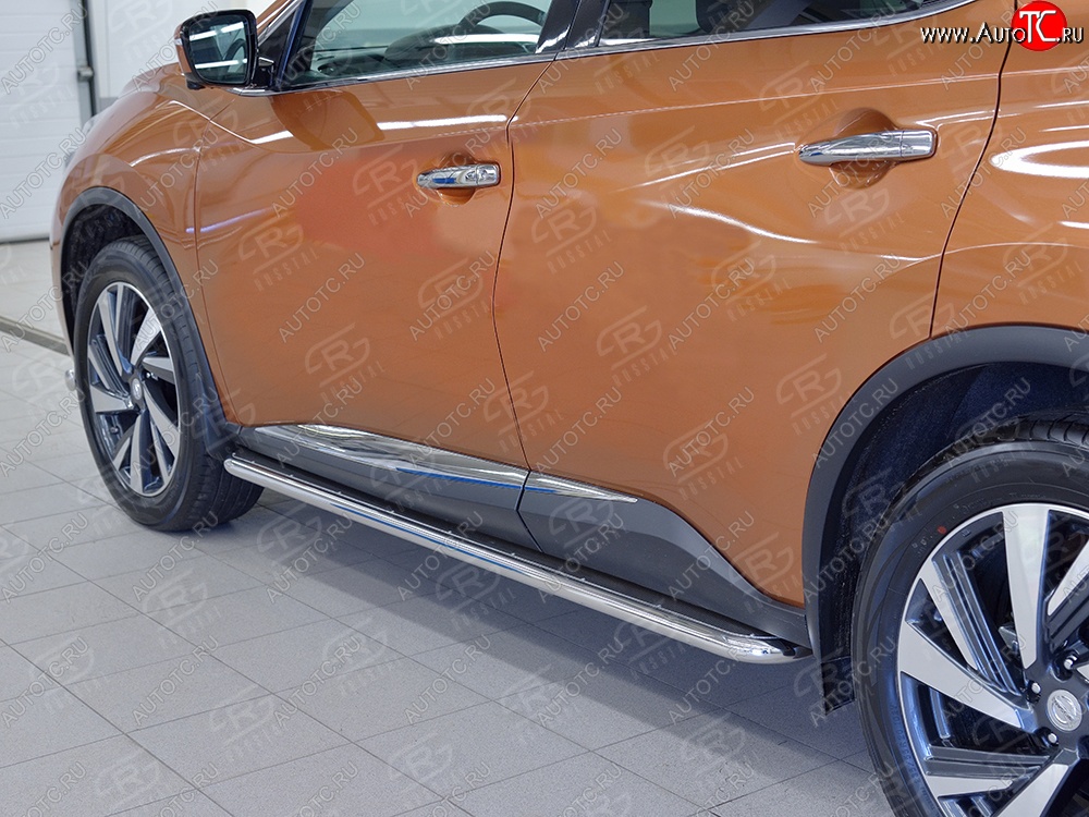 28 699 р. Широкая защита порогов с трубой диаметром 42 мм Russtal v3 Nissan Murano 3 Z52 дорестайлинг (2015-2022)  с доставкой в г. Тамбов