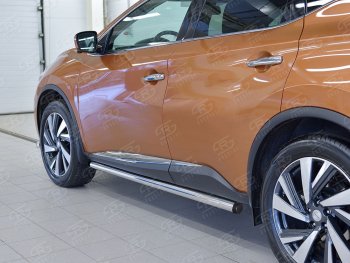 15 299 р. Защита порогов из круглой трубы диаметром 63 мм Russtal v2 Nissan Murano 3 Z52 дорестайлинг (2015-2022)  с доставкой в г. Тамбов. Увеличить фотографию 3