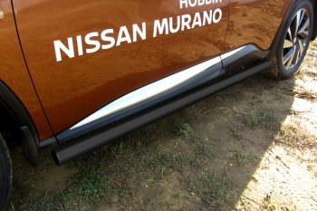 10 349 р. Защита порогов Slitkoff  Nissan Murano  3 Z52 (2015-2024) дорестайлинг, рестайлинг (Цвет: серебристый)  с доставкой в г. Тамбов. Увеличить фотографию 1