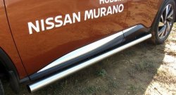 14 799 р. Защита порогов из круглой трубы диаметром 76 мм Slitkoff Nissan Murano 3 Z52 дорестайлинг (2015-2022) (Нержавейка, Полированная)  с доставкой в г. Тамбов. Увеличить фотографию 1