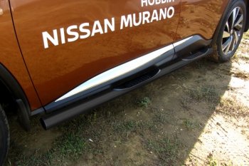 12 749 р. Защита порогов Slitkoff  Nissan Murano  3 Z52 (2015-2024) дорестайлинг, рестайлинг (Цвет: серебристый)  с доставкой в г. Тамбов. Увеличить фотографию 1