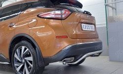 12 499 р. Защита заднего бампера (Ø42 мм волна под машину, нержавейка) Russtal Nissan Murano 3 Z52 дорестайлинг (2015-2022)  с доставкой в г. Тамбов. Увеличить фотографию 4