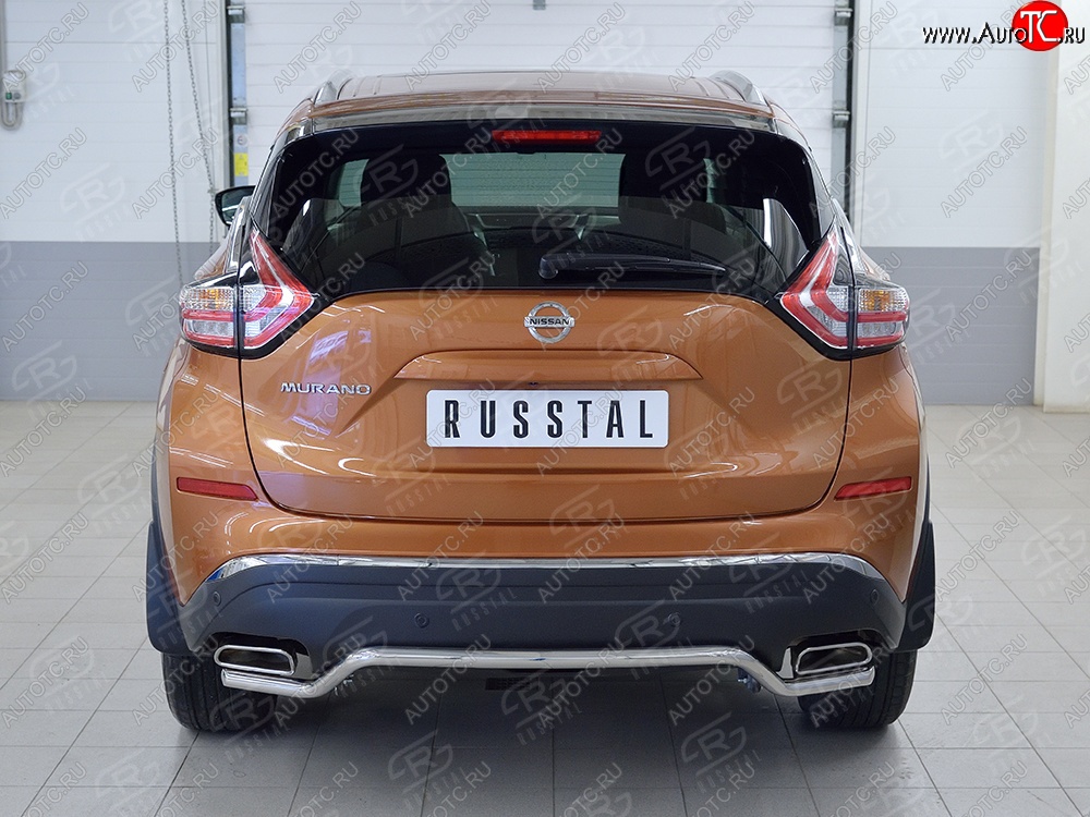 12 499 р. Защита заднего бампера (Ø42 мм волна, нержавейка) Russtal Nissan Murano 3 Z52 дорестайлинг (2015-2022)  с доставкой в г. Тамбов