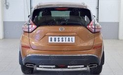 Защита заднего бампера (2 трубы Ø63 и 42 мм, нержавейка) Russtal Nissan Murano 3 Z52 дорестайлинг (2015-2022)