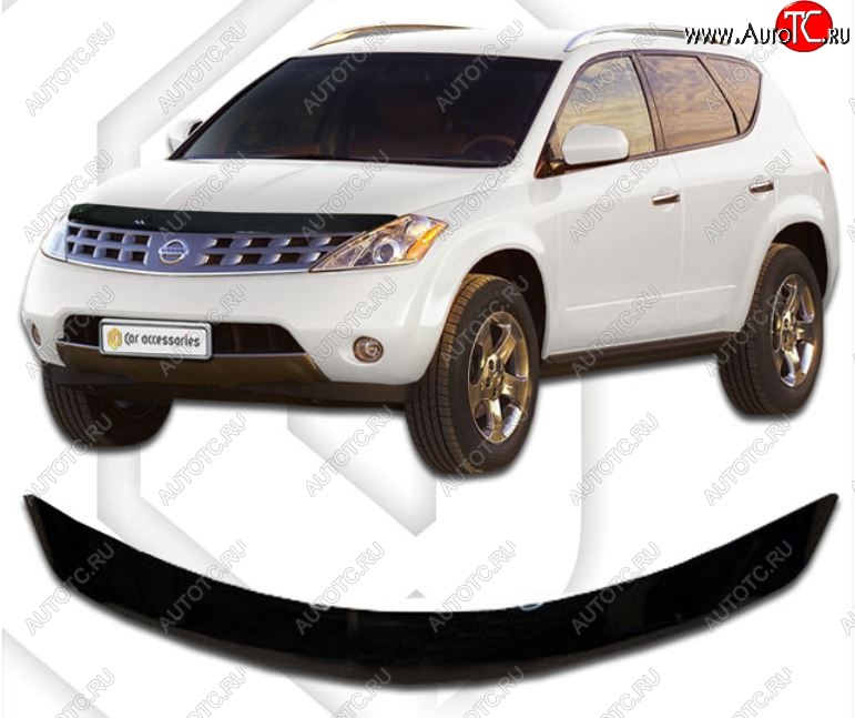 1 999 р. Дефлектор капота CA-Plastic  Nissan Murano  1 Z50 (2002-2009) (Classic черный, Без надписи)  с доставкой в г. Тамбов