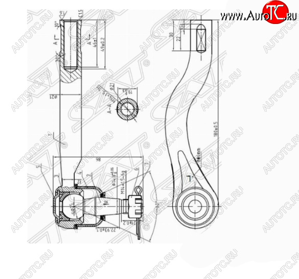 699 р. Правый наконечник рулевой тяги SAT  Nissan Navara  2 D40 (2004-2010) дорестайлинг  с доставкой в г. Тамбов