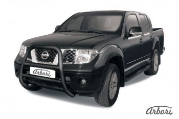 20 159 р. Защита переднего бампера Arbori (высокая, черная, 1 труба d76 mm).  Nissan Navara  2 D40 (2004-2010) дорестайлинг  с доставкой в г. Тамбов. Увеличить фотографию 1