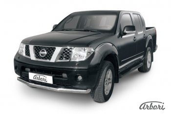 13 319 р. Защита переднего бампера Arbori (нержавейка, 1 труба d76 mm). Nissan Navara 2 D40 дорестайлинг (2004-2010)  с доставкой в г. Тамбов. Увеличить фотографию 1