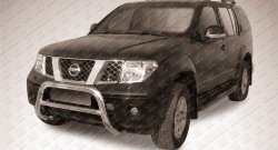 Усиленная низкая защита переднего бампера из трубы диаметром 76 мм Slitkoff Nissan Pathfinder R51 дорестайлинг (2004-2007)