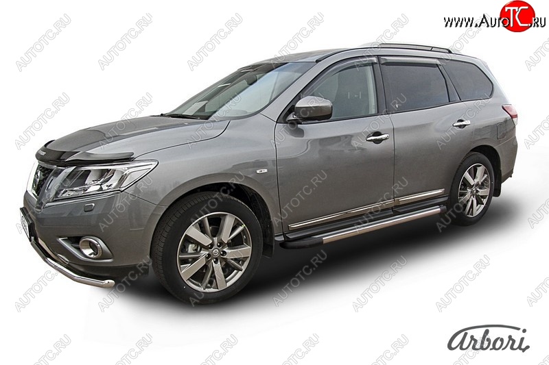 12 509 р. Порожки для ног Arbori Luxe Black Nissan Pathfinder R52 дорестайлинг (2012-2017)  с доставкой в г. Тамбов