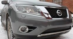 1 469 р. Нижняя сетка на бампер Russtal (черная)  Nissan Pathfinder  R52 (2012-2017) дорестайлинг  с доставкой в г. Тамбов. Увеличить фотографию 2