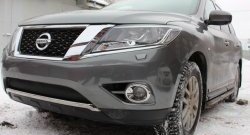 1 469 р. Нижняя сетка на бампер Russtal (черная)  Nissan Pathfinder  R52 (2012-2017) дорестайлинг  с доставкой в г. Тамбов. Увеличить фотографию 1