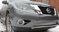 1 539 р. Нижняя сетка на бампер Russtal (хром) Nissan Pathfinder R52 дорестайлинг (2012-2017)  с доставкой в г. Тамбов. Увеличить фотографию 2