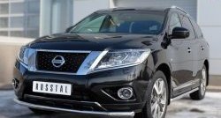 14 849 р. Защита порогов из круглой трубы диаметром 63 мм Russtal Nissan Pathfinder R52 дорестайлинг (2012-2017) (Защита порогов с со скосами на торцах (вариант 1))  с доставкой в г. Тамбов. Увеличить фотографию 4