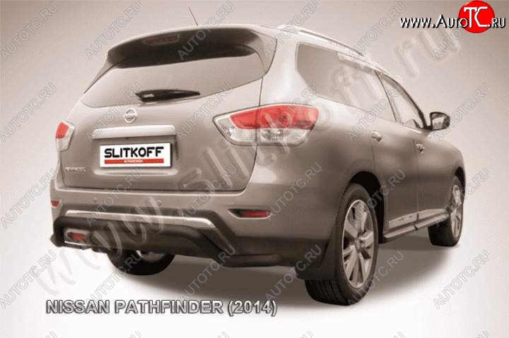 8 799 р. Защита задняя Slitkoff Nissan Pathfinder R52 дорестайлинг (2012-2017) (Цвет: серебристый)  с доставкой в г. Тамбов