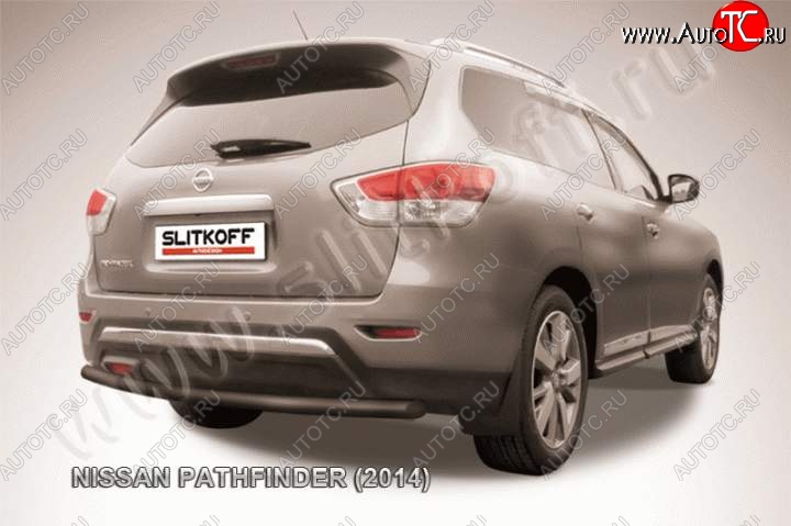 7 899 р. Защита задняя Slitkoff  Nissan Pathfinder  R52 (2012-2017) дорестайлинг (Цвет: серебристый)  с доставкой в г. Тамбов