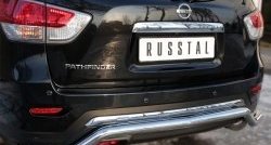 14 799 р. Защита заднего бампера (Ø63 мм волна, нержавейка) SLITKOFF  Nissan Pathfinder  R52 (2012-2017) дорестайлинг  с доставкой в г. Тамбов. Увеличить фотографию 1